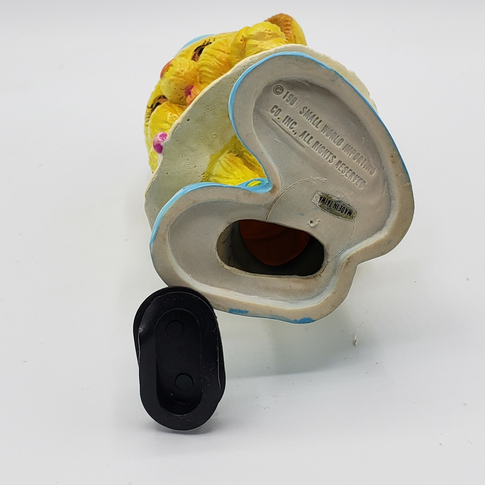 Vintage Bear Coin Bank Hard Plastic 1984 Circus Tutu Yellow Small World Imports