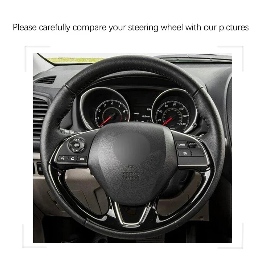 Leather Car Steering Wheel Cover For Mitsubishi Outlander 2015-2021 ASX Mirage - Image 3 of 4