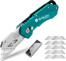 BIBURY Utility Knife, Heavy Duty Folding Box Cutter, Pocket Carpet Cutter Knife 