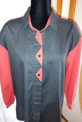 Roper Western Womens  Long Sleeve Button Down Shirt Sz22 Red & Black 