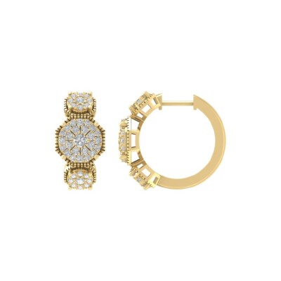 14 Karat Gelbgold runde natürliche Diamant Creolen Geschenk für Frauen