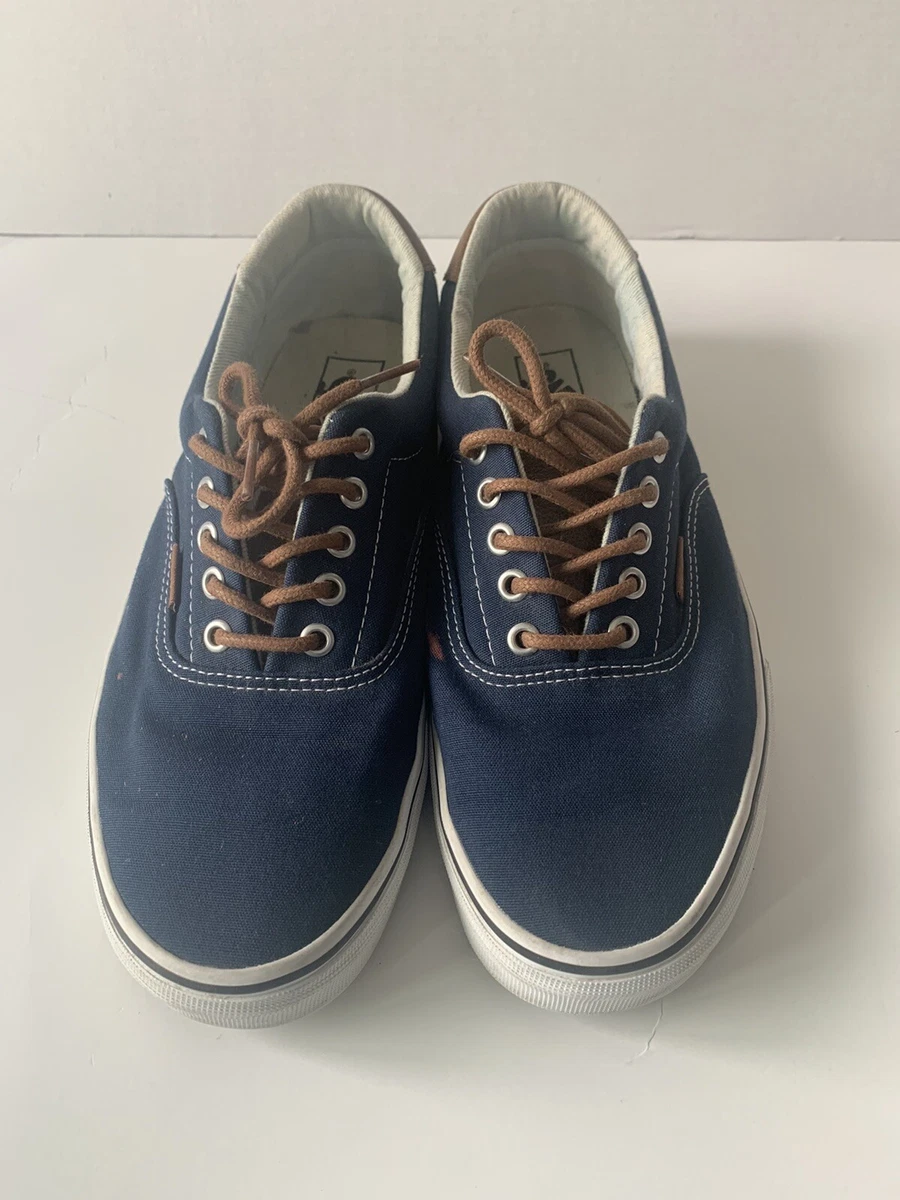 Navy top leather vans
