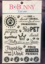 Bo Bunny Rub-ons Posh Pet NIP Black 12+ words/images Scrapbook, Junk Journal