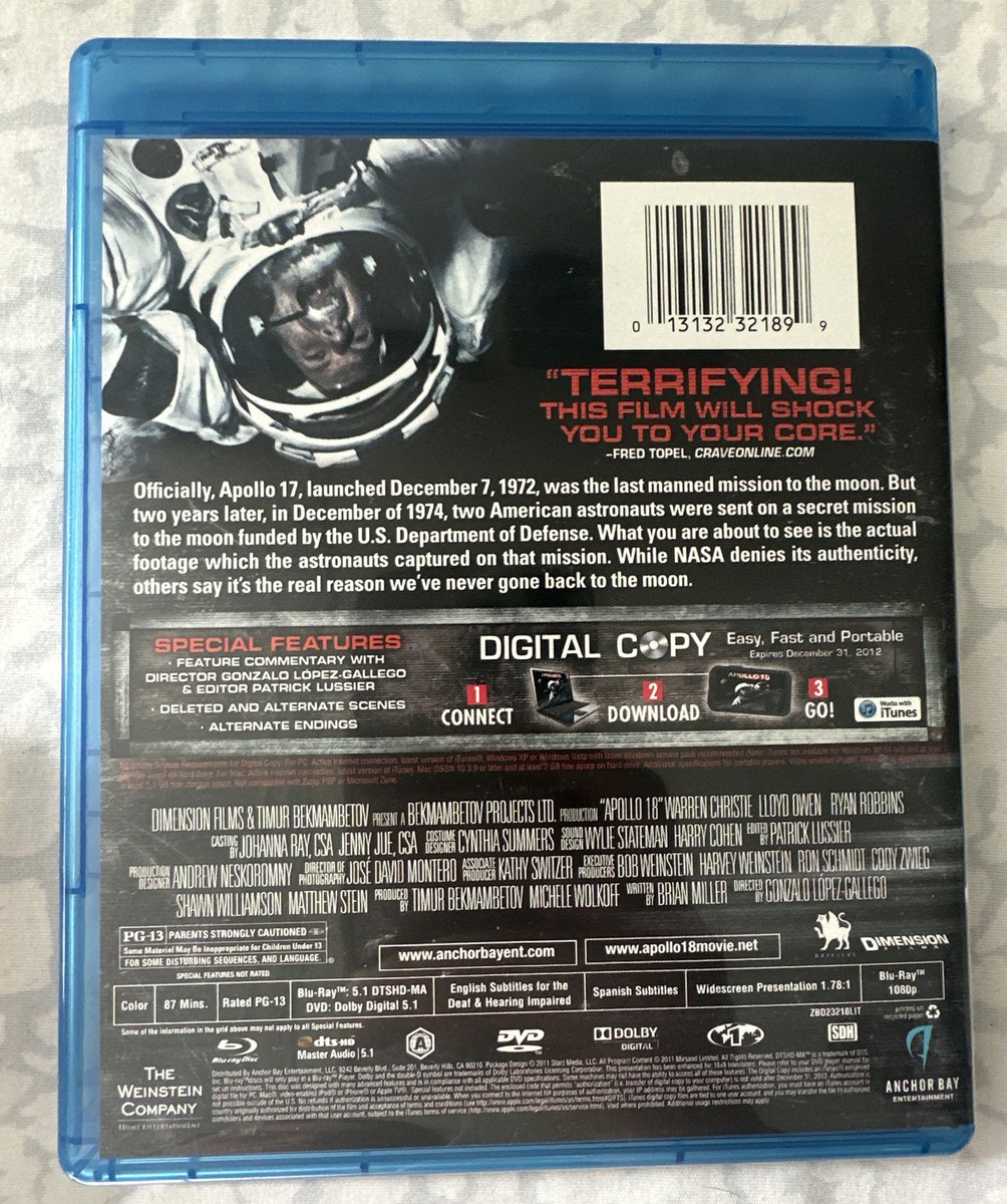 Apollo 18 Blu-ray & DVD 2-Disc Set astronaut horror movie