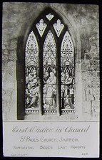 Glass Magic Lantern Slide ST PAULS CHURCH JARROW EAST WINDOW C1890 PHOTO   