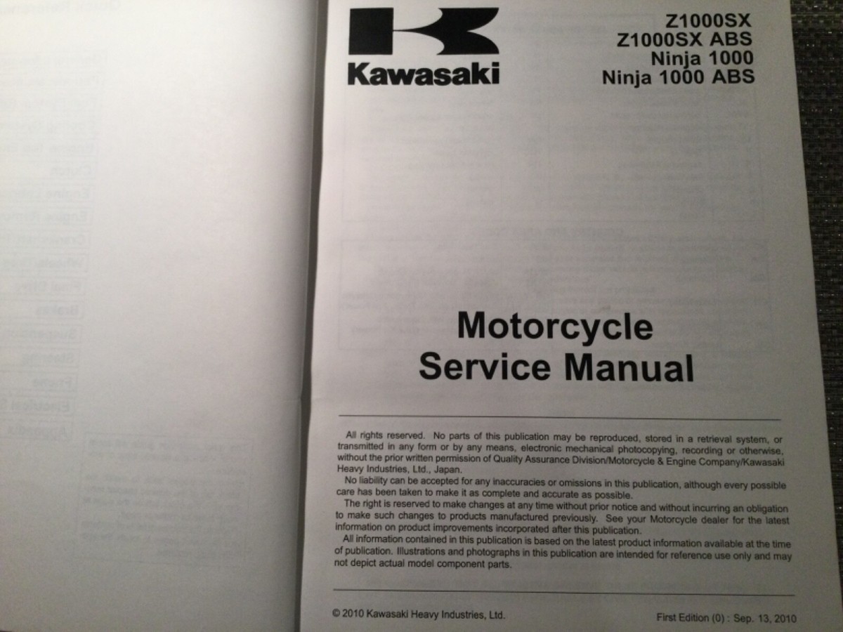2011 Service Manual ZX1000G H Z1000 Z1000SX Ninja 1000 ABS
