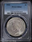 1922-P $1 Peace Silver Dollar PCGS MS 62 | Uncirculated UNC