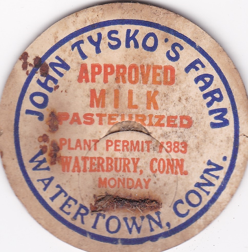 MILK BOTTLE CAP. JOHN TYSKO'S FARM. WATERTOWN, CT. DAIRY eBay