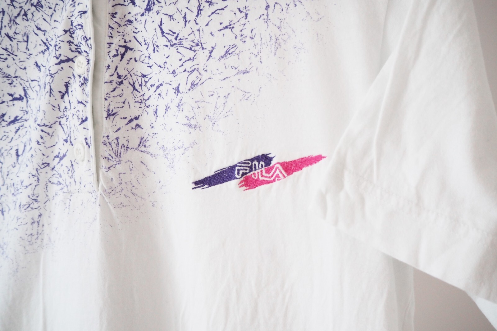 Polo Vintage FILA taglia S bianca viola tennis stile anni '90 made in Italy