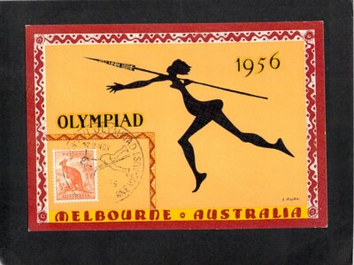 A9830 Australia V 1956 Melbourne Olympics High Jump pmk postcard