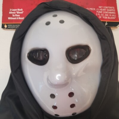 Fun World Bleeding Hockey Mask Adult One Size Hooded Fun Blood Halloween Cosplay