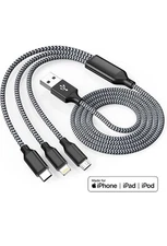 3 In 1 Fast Charging Cable Heavy Duty Nylon 4ft Cable iPhone iPad And Type C