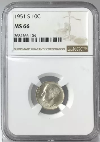 1951-S 10C Roosevelt Dime NGC MS66 #