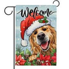 Merry Christmas Golden double sided garden flag 12" x 18" Same Day Shipping