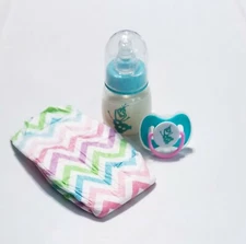 2oz Frozen Themed Reborn Baby Formula Bottle, Magnetic Pacifier & Diaper Set!