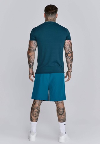SikSilk Men's Short Sleeved Crew Neck Muscle Fit T-Shirt Tee Green - Picture 5 of 11