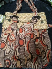 SUN N SAND STRAW FABRIC HAND BAG BROWN BURNT ORANGE SATCHEL STRAW HANDBAG NWT 