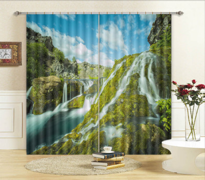 Moss Grows Hillside 3D Curtains Blockout Photo Printing Curtains Drape Fabric