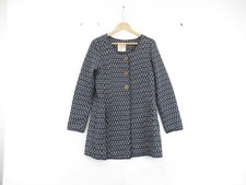 Nomads Jacket Blazer Ladies Uk 8 Blue Floral Pattern Collarless 100% Cotton 