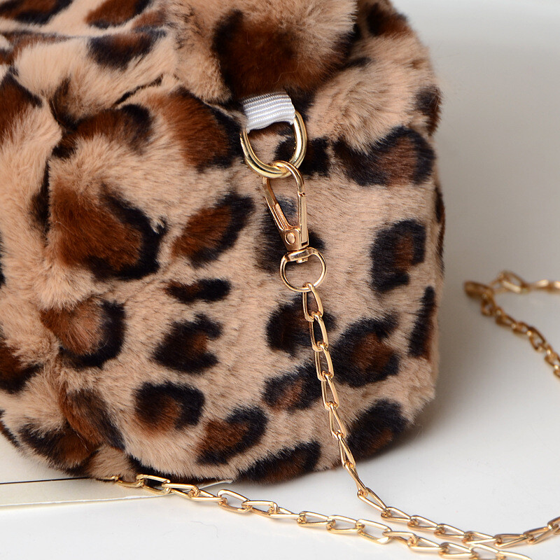 Lady Faux Fur Leopard Chain Bag Small Shoulder Bag Mini Lady Faux Fur Leopard Chain Bag Small Shoulder Bag Mini