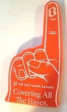 Orange The Baltimore Banner Covering All The Bases Baseball Index Finger Hand