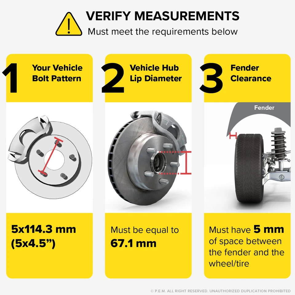 Espaciadores de rueda centrados en el cubo de 5 mm - 5x114,3 para Mazda Hyundai (buje 67,1) negro Foto 3 de 4