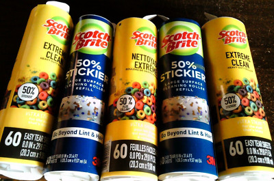 LOT of 5 Scotch-Brite 50% Stickier/Extreme Clean Heavy Duty/Large Surface REFILL