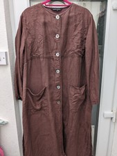 Gudrun Sjoden 100% Linen Duster Coat Size M (size 14-18) Milky Chocolate Brown