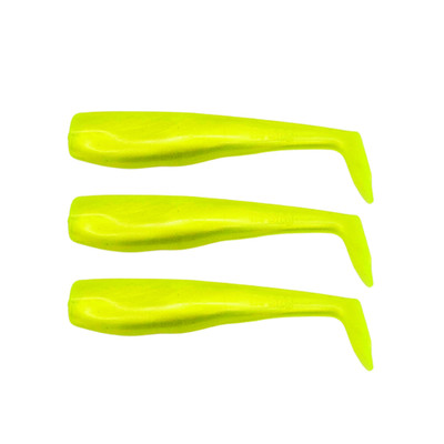 Al Gags WFRT5-53 5'' Whip-It Fish Replacment Tails 3-Pack Silk Chartreuse