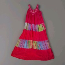 In Gear Tie Dye Maxi Dress Pink Embroidered V-Neck Boho Festival Sun Dress