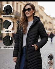 Women's Fall Winter Long Hooded Sleeve Jacket,warm  Waterproof Coat,Lightweight