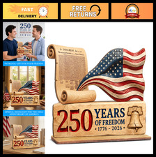 250th Anniversary USA Decorations - 9" Wooden Sign, Patriotic 4th of July Decor,