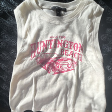 Forever 21 Womens S Crop Tank Top Graphic Pri...
