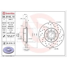 2x Brembo Scheibenbremse vorne 09.9145.1X 5C0615301A 1KD615301B | 819314