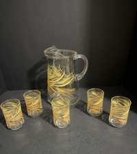 Vintage Libbey Golden Wheat pitcher and glass...