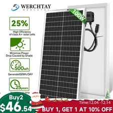 100W Monocrystalline Solar Panel 12V Charger CarRV Camping Home Off-Grid 18BB
