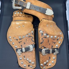 Vintage Double Toy Gun Leather Belt Holster