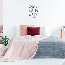 Dream Big Sparkle More Shine Bright - Black 22" x 17" Wall Art Decal Vinyl