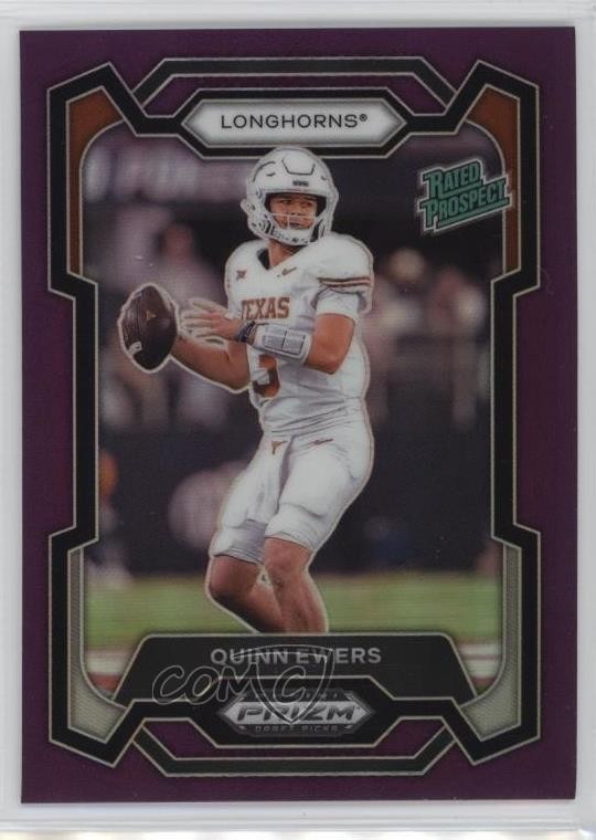 2024 Panini Prizm Draft Picks Rated Prospect Purple Prizm /75 Quinn Ewers #191