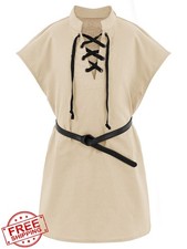 Boys Renaissance Pirate Viking Medieval Tank Top Cotton Lace Up Costume