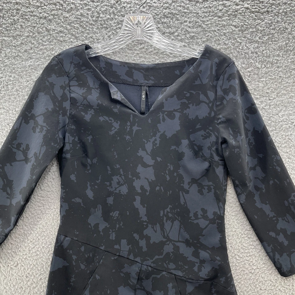 Vestido Porto San Francisco Pequeño Negro Gris Estampado Arte Dobladillo Globo Funda Midi Foto 4 de 4