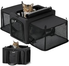 Pecute Cat Carrier Expandable, Stable Pet Carrier,Dark Gray Dark Gray