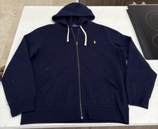 Vintage Polo Ralph Lauren Full Zip Hoodie Size XL Navy Yellow Pony