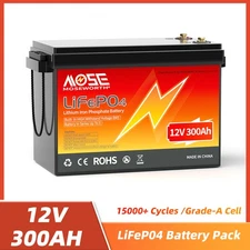 12V 300Ah LiFePO4 Lithium Battery 200A BMS Deep Cycle for RV Solar Boat Off-grid