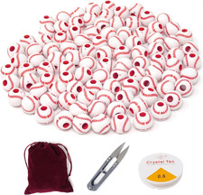 100PCS Acrylic Sports Ball Big Hole Baseball round Loose Beads Spacer Beads, wit