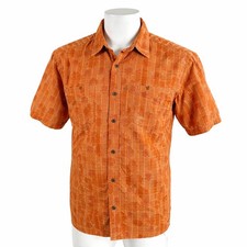 Camicia REI Media Arancione A Quadri Fiori Strisce Floreale