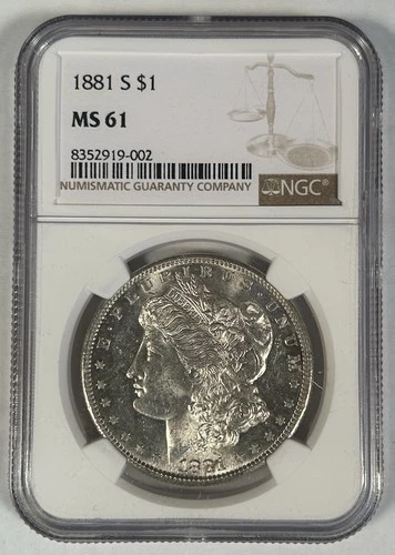 1881-S Morgan Silver $1 Dollar Coin NGC MS 61
