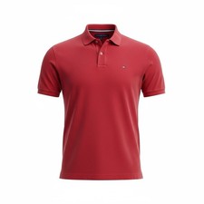 Tommy Hilfiger Polo Shirt Men  s Extra Large XL Red Custom Fit Logo Cotton Preppy
