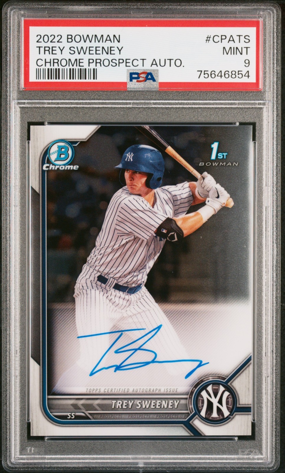 2022 Bowman - Topps Chrome Prospect Autographs Trey Sweeney PSA 9 MINT #CPA-TS