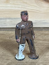 Vintage Barclay Manoil Lead Army "Wounded Right Leg" on Crutches Soldier